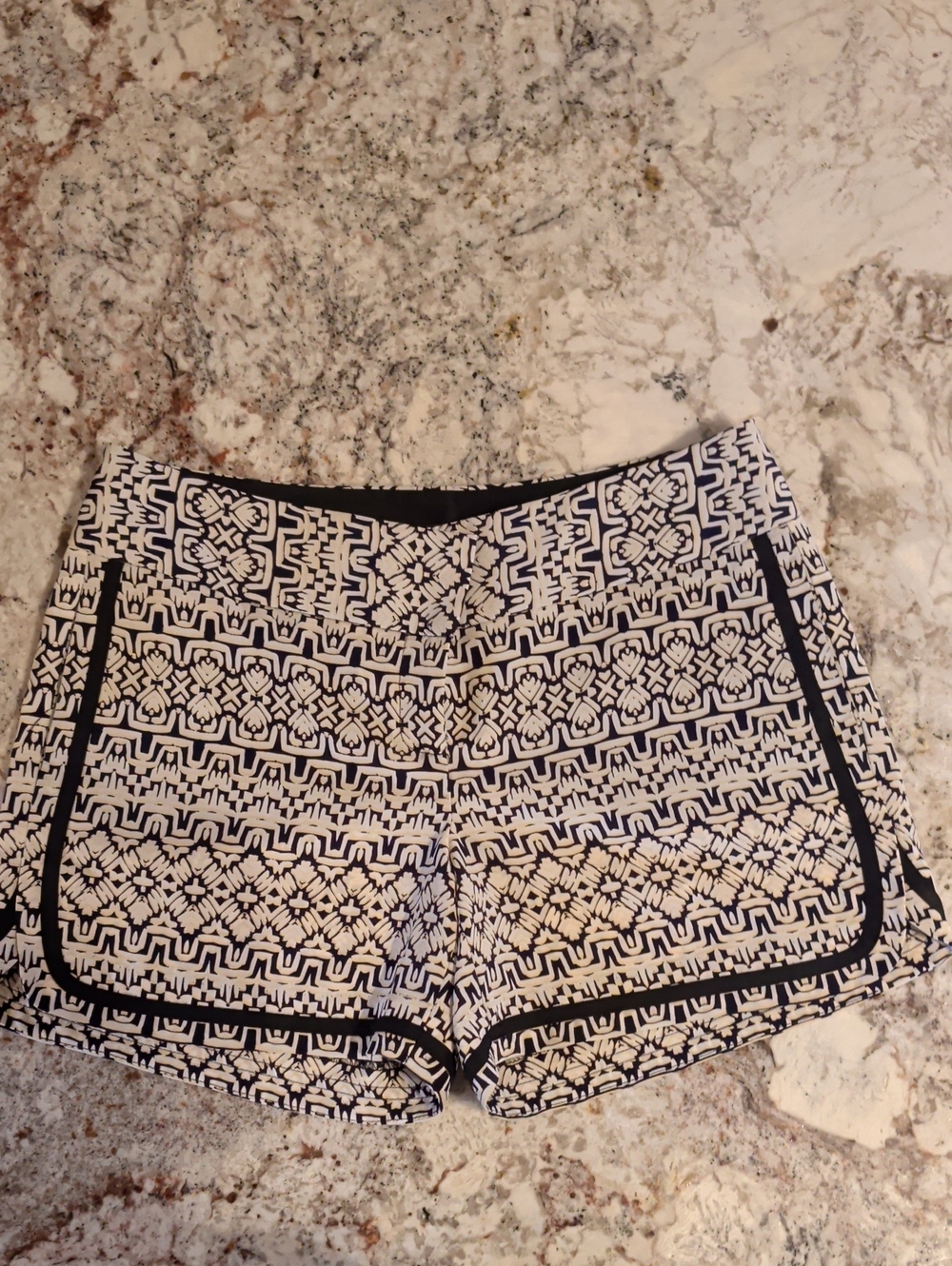 The Limited Black and White Geometric High-Waist Shorts